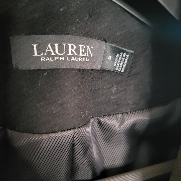 Ralph Lauren Belted Tie Wrap Maxi Wool Blend Black Women's Long Coat Size 4 - Picture 6 of 12